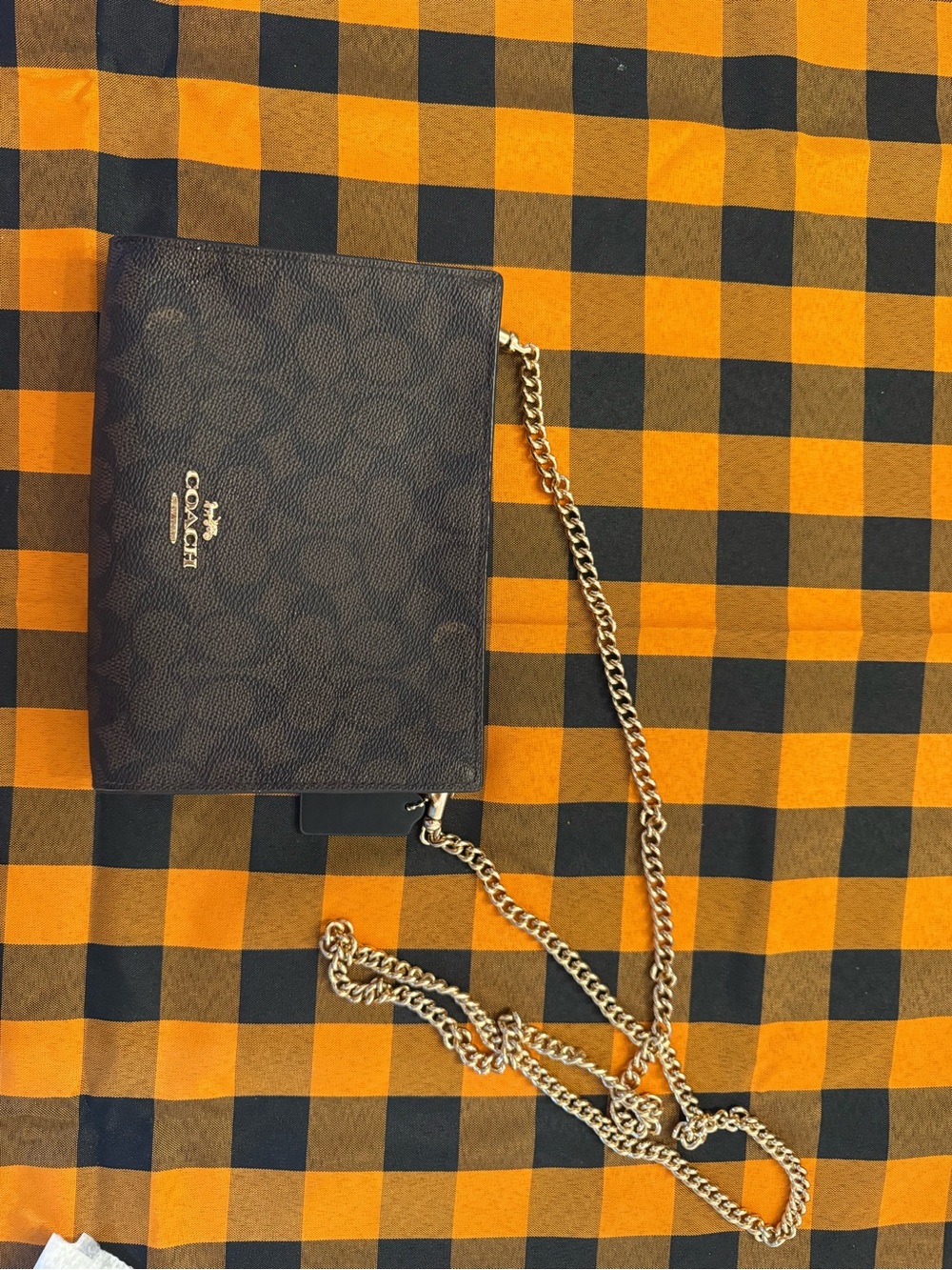 Coach Men’s Dark Brown Signature Chain Wallet Crossbody